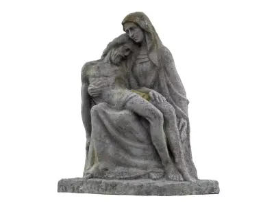 Jesus and Mary Funeral Sculpture Monument Low-poly 3D model