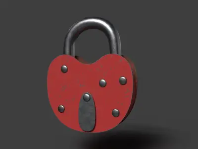 Padlock Mid Poly with Loop Rivets Keyhole and Cap 3D model