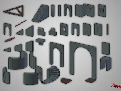 Modular Castle Low-poly 3D model