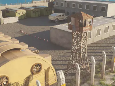 Army base Low-poly 3D model