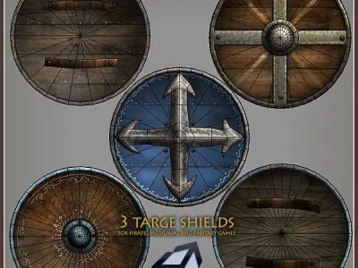 3 Targe Shields Low-poly 3D model