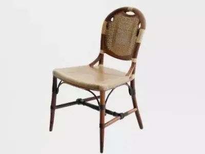 Rattan Style Wooden and Weaved Chair Lounge Coastal Boho Free low-poly 3D model