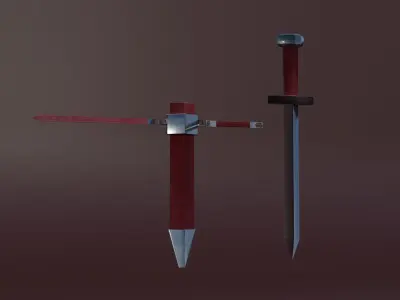 Sword and dagger Low-poly 3D model