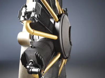  Airplane radial engine and propeller  3D model