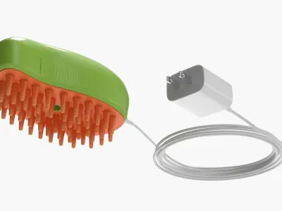 Pet Grooming Steam Brush with Charger Green 3D model