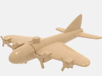 Wooden Bomber Low-poly 3D model