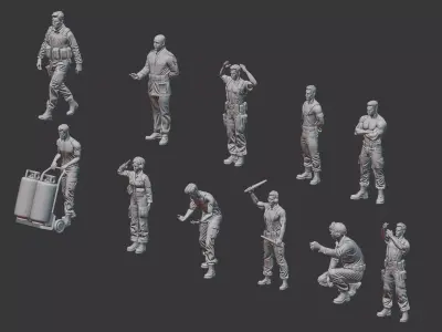 AIR GROUND CREW FIGURE DIORMA COLLECTION 3D print model
