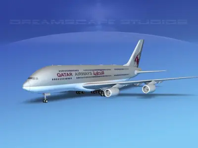 Airbus A380-800 Qatar 3D model