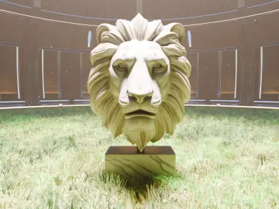 Ceramic Lion Head Statue Modern Interior Free 3D model