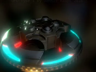 UFO Type 1 Animated and Game Ready Low-poly 3D model