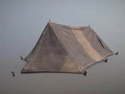 Military Tent WWII TwoSleeping open vr3 Low-poly 3D model