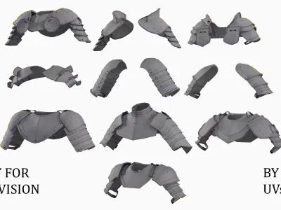 Crusader Shoulder Pads Pack Low-poly 3D model