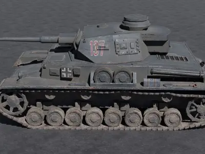 Panzer IV German WW2 tank low poly PBR Low-poly 3D model