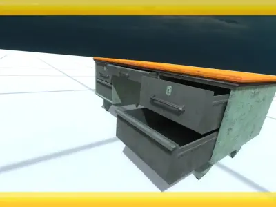 Wooden Desk Unity Free low-poly 3D model