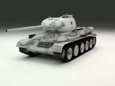 T-34 85 Tank Winter Camo 3D model