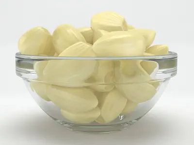Peeled Garlic Clove in a Glass Bowl 3D model