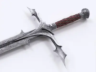 Damascus two-handed sword 3d Model 3D model