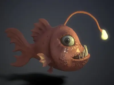 cartoon lamp fish Low-poly 3D model