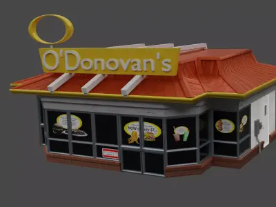 McDonalds Parody- ODonovans Burgers Restaurant Building Free 3D model
