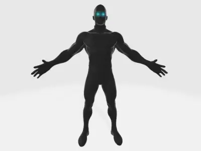 Black super human suit 3D model