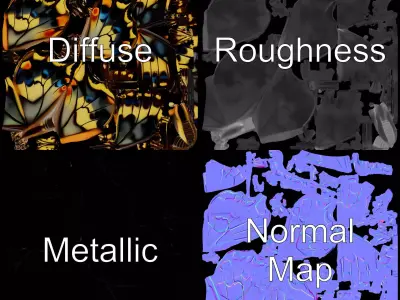 Vibrant Butterfly Wings model pack Low-poly 3D model