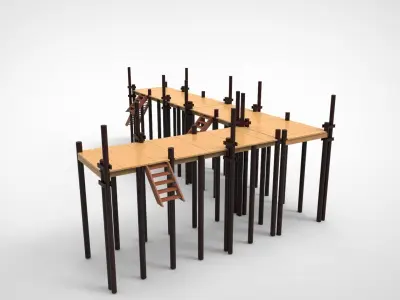 traditional jetty harbor Low-poly 3D model