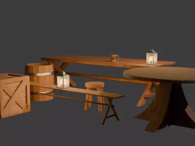 Tavern assets pack 1 Low-poly 3D model