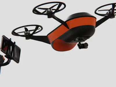drone with thermal camera and remote control with smarthphone 3D model