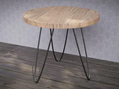 Round Wooden Coffee Table Free low-poly 3D model