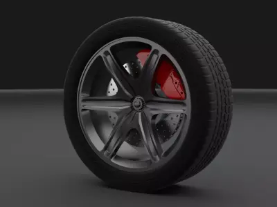 3D wheel with an unusual attachment Free 3D model