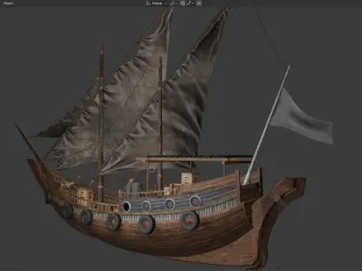 Arabian Dhow Ship Low-poly 3D model