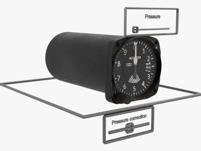 United Instruments Altimeter Used Condition Black Rigged 3D model