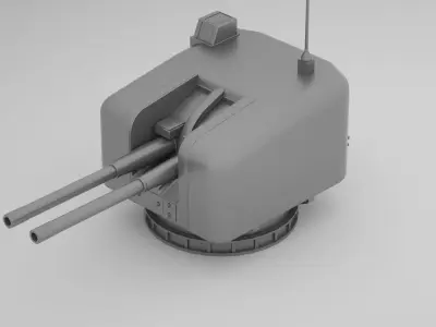 4 5 inch - 114mm QF Mark V Twin Naval Gun  3D model