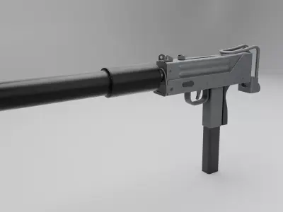 Mac 10 Low Poly 3D Model Low-poly 3D model