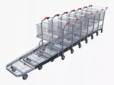 Shopping cart stack v1 Low-poly 3D model