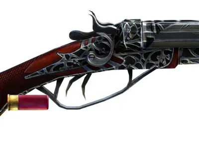 Double Barrel Shotgun 2 Low-poly 3D model