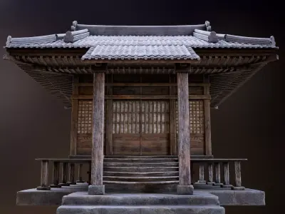 Japanese Shrine Low-poly 3D model