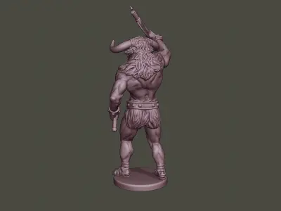 Minotaur Warrior Stand2 two Axes 3D print model