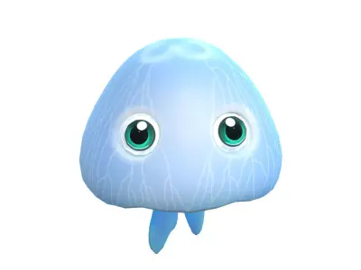 Moon Jelly Fish Cartoon Animated Low-poly 3D model