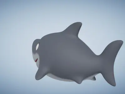 Rigged Cartoon Shark Low-poly 3D model