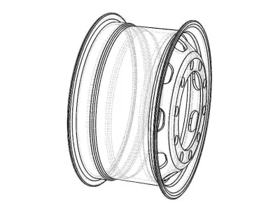 Heavy Truck Steel Wheel Rim 315 80R225 3D model