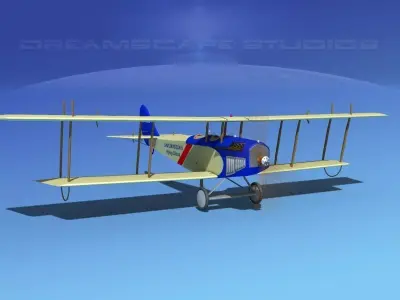 Curtiss JN-2 Jenny V10 Flying Circus 3D model