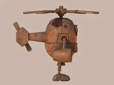 Stylized Helibot Cartoony Robot Low-poly 3D model
