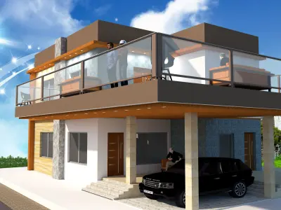 REVIT AND SKETCHUP DOUBLE STOREY HOUSE 3D model