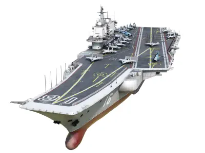 PLA NAVY Type 001 class aircraft carrier Liaoning ship Low-poly 3D model