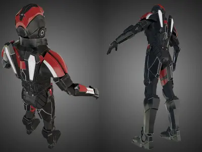 Futuristic soldier Mass Effect 3D model