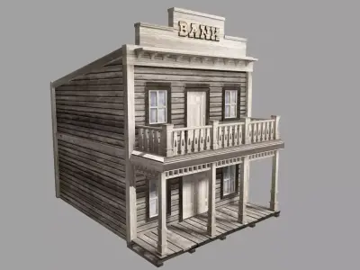 Old Western Bank Low-poly 3D model