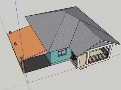 House with carport 3D model 3D print model