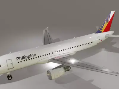 Philippine airlines airbus a320-214 low poly 3d model Low-poly 3D model