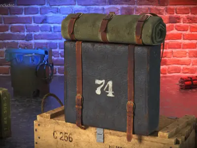 Used US Civil War Backpack with Blanket 3D model